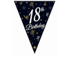 Paper garland, flags, black bunting, 18th birthday, 270 cm