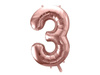 Foil balloon digit '3', 86cm, pink gold