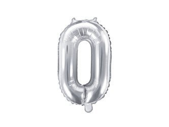 Foil balloon digit 0, 35cm, silver