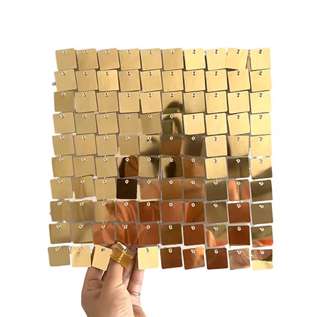 Sequin Panel, Squares, Cold Gold, 30x30 cm, 1 pcs