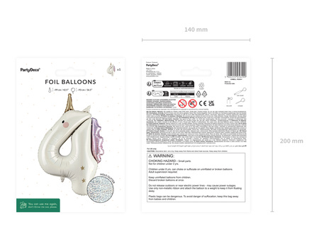 Folienballon Zahl 4 Einhorn Creme Roségold 93cm