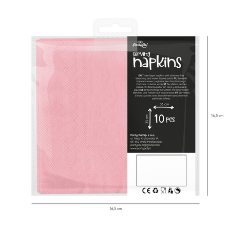 Napkins Holy baptism, pink 33x33cm, 10 pcs.