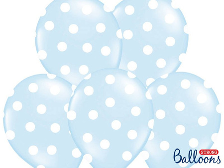 Balloons 30cm, Dots, Pastel Baby Blue, 6 pcs.