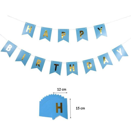 Garland Birthday - HAPPY BIRTHDAY banner, blue