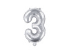 Folienballon, Zahl 3, 35 cm, Silber