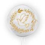 Transparent balloon with print dove, golden 45cm