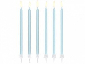 Birthday candles, plain, blue, 14 cm, 12 pcs.