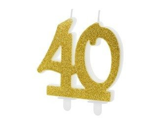 Birthday candle '40', forty, gold, 7.5 cm