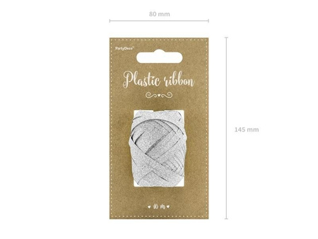 Plastic ribbon, silver, 5mm / 10m