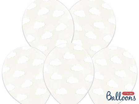 Balloons 30cm, clouds, Crystal Clear (1 op. / 6 pcs.)