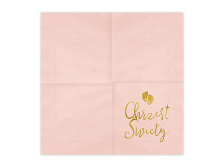 Napkins Holy baptism, pink, 33x33cm, 12 pcs