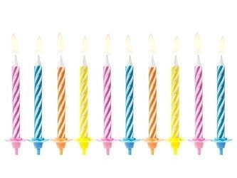 Birthday candles, mix different colors, 10 pcs.