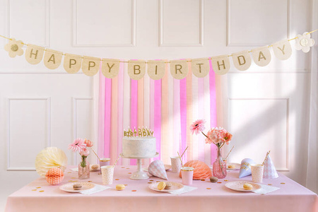 Filz Happy Birthday Banner, rosa, 3 m