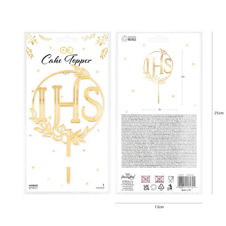 First Communion Topper IHS Mirror Gold 1 pcs