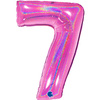 Folienballon Nummer 7, Holographie fuchsia rosa 102 cm Grabo