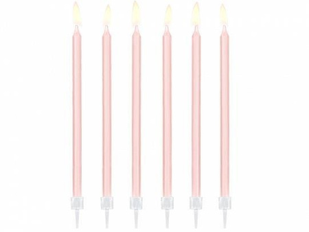 Birthday candles, plain, pink, 14 cm, 12 pcs.