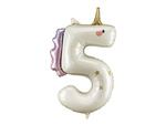 Folienballon Zahl 5 Einhorn Creme Roségold 93cm