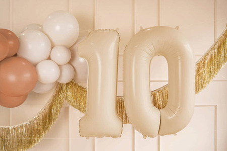 The number 0 Foil balloon, 72cm, beige, cream