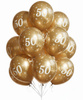 Latex balloons Chrome "50", golden, 30 cm, 10 pcs.