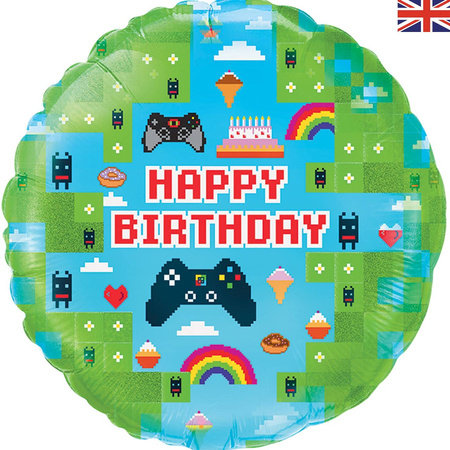 Foil balloon Happy Birthday Game Blox 46 cm