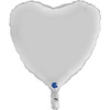 Foil balloon - Satin white heart 46 cm, Grabo