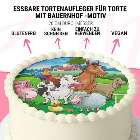 Safari cake topper edible wafer round 20 cm premium, vegan, gluten-free, cut