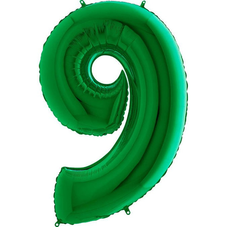 Foil balloon Digit 9 Green - 102 cm Grabo Green / Mint