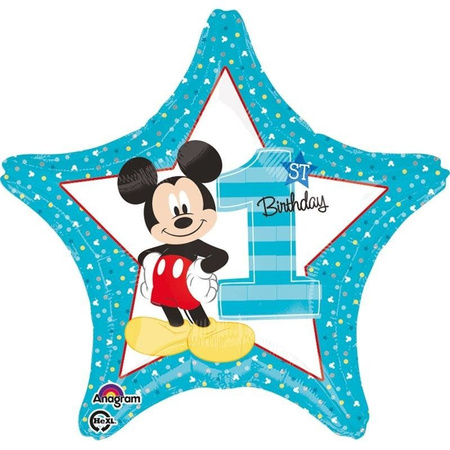 Foil balloon 'Mickey Mouse 1st Birthday' Star on a year old, 43cm