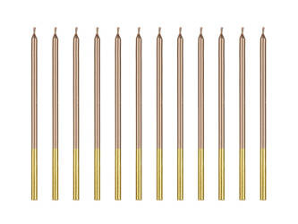 Birthday candles, smooth, rose gold, 14 cm, 12 pcs.