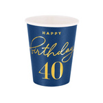 Happy Birthday 40 Becher, marineblau 220ml 6St.