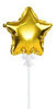 Foil balloon, a star on a stick, gold, 12.5 cm