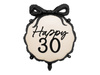 Runder Folienballon mit Schleife „Happy 30“ – Schwarz-Beige