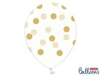 Transparent with gold dots, Crystal Clear, 30cm, 50 pcs.