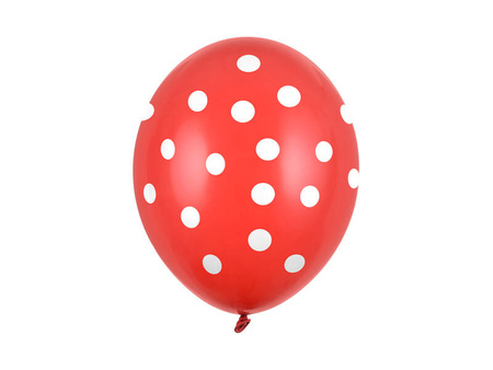 Rote Ballons mit weißen Tupfen 30cm (1 Pk. / 6 Stk.)