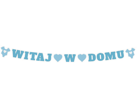 Papiergirlande Welcome home blau, 280 cm