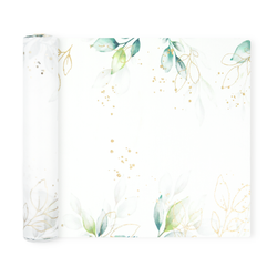 Table Runner with Gold Plant Motif Leaves 275 x 28 cm