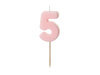 Birthday candle 5, pink, 5,5cm