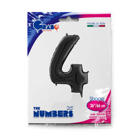 Foil Balloon Number 4 Black, 66 cm Grabo