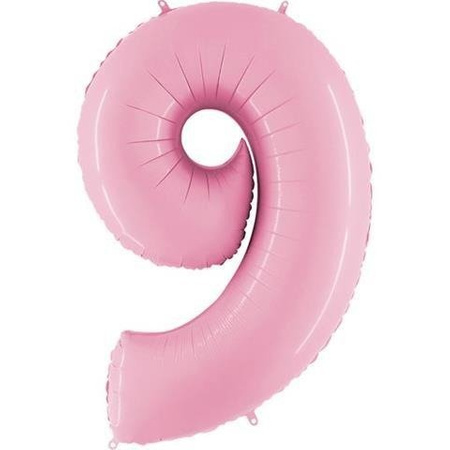 Foil balloon Digit 9, powder pink, 102cm Grabo