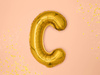 Foil balloon letter C, 35cm, gold
