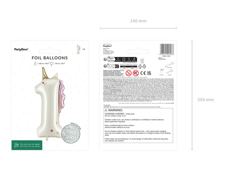 Folienballon Zahl 1 Einhorn Creme Roségold 93cm