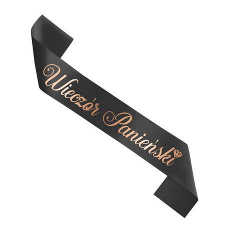 Sash Black mit der Schriftzug Bachelorette Abend in RosenGold, 160 cm