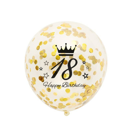 Balloons with gold confetti, 18th birthday, 30cm, 100pcs