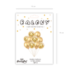 Set of gold chrome balloons with confetti, 10 pieces