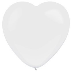 Weiße Herz-Latexballons, Decorator Standard Herz frostig weiß, 30cm, 50 Stk.