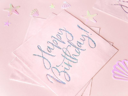 Papierservietten, Happy Birthday, Puderrose, 33x33cm