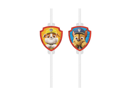 Paper tubes (straws) with Paw Patrol medallion 4 pcs.