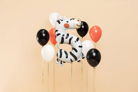 Folienballon Nummer 5 - Zebra, 98 cm