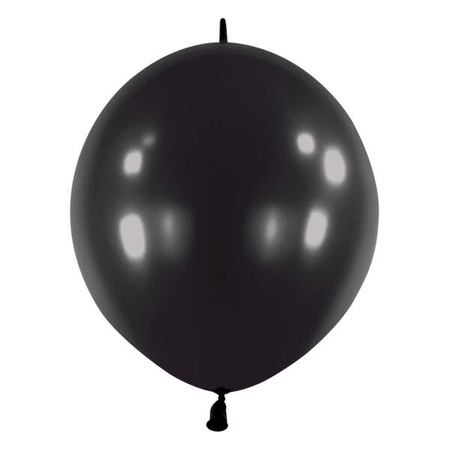 E-Link Black Metallic Balloons with Connector, 30 cm, 50 pcs