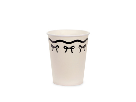 Paper Cups with Bows – Cream-Black, 220 ml, 6 pieces